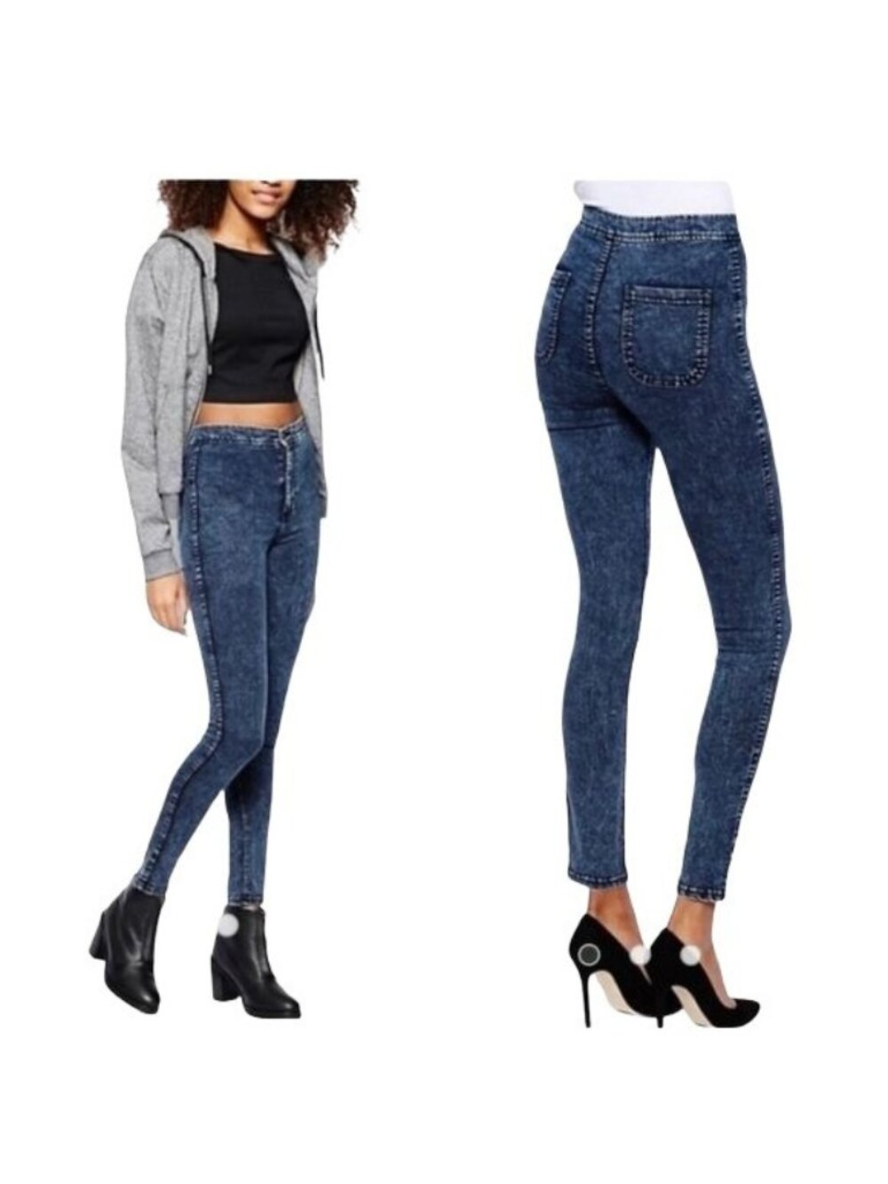 American Apparel Acid Wash Skinny High Waisted Jeans Size Small